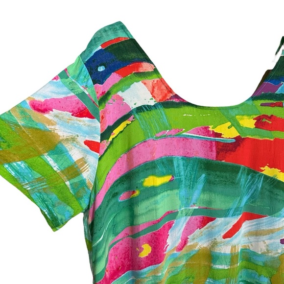 JAMS WORLD Fire Garden Print Hattie Dress Tiered Ruffle Hawaiian Artsy Size XL - Picture 6 of 14